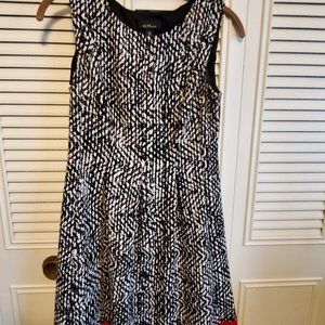 Black and White dress with touch of red